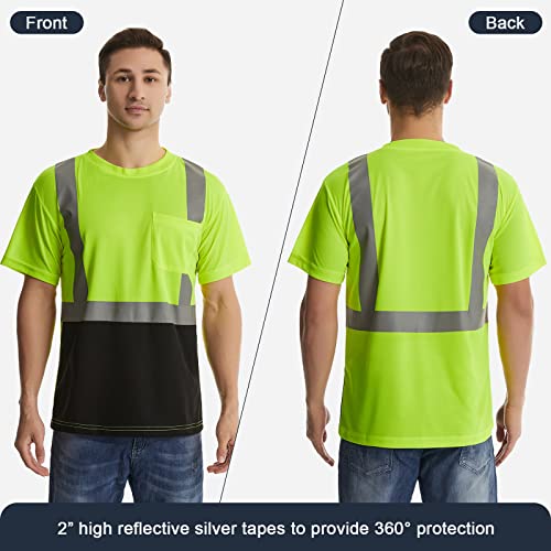 high visibility classic t shirts quick dry class 2 safety shirts for men&women, quick dry reflective short sleeve breathable birdeyes t shirt with pocket for construction work. 2xl high visibility classic t shirts quick dry class 2 safety shirts for men&women, quick dry reflective short sleeve breathable birdeyes t shirt with pocket for construction work. 2xl