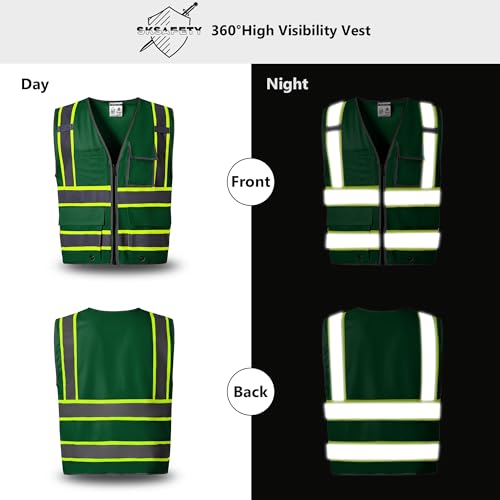 10 pockets safety vest, class 2 high visibility security with zipper, hi vis vest with reflective strips, ansi/isea standard, construction work vest for men & women (green,l) 10 pockets safety vest, class 2 high visibility security with zipper, hi vis vest with reflective strips, ansi/isea standard, construction work vest for men & women (green,l)