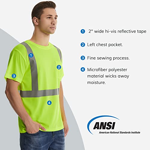 high visibility safety shirts for men with reflective tapes quick dry class 2 hi vis construction work shirts for men, short sleeve breathable birdeyes t shirts with pocket yellow high visibility safety shirts for men with reflective tapes quick dry class 2 hi vis construction work shirts for men, short sleeve breathable birdeyes t shirts with pocket yellow