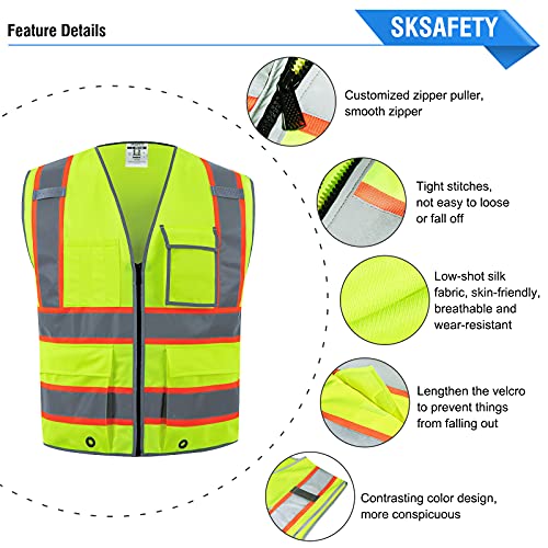 10 pockets safety vest, class 2 high visibility security with zipper, hi vis vest with reflective strips, ansi/isea standard, construction work vest for men & women (lime, 2xl) 10 pockets safety vest, class 2 high visibility security with zipper, hi vis vest with reflective strips, ansi/isea standard, construction work vest for men & women (lime, 2xl)