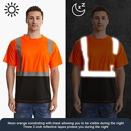 high visibility classic t shirts quick dry class 2 safety shirts for men&women, quick dry reflective short sleeve breathable birdeyes t shirt with pocket for construction work. 2xl high visibility classic t shirts quick dry class 2 safety shirts for men&women, quick dry reflective short sleeve breathable birdeyes t shirt with pocket for construction work. 2xl